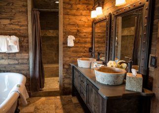 Rustic wood bathroom