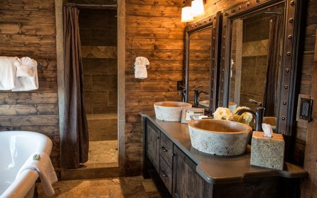 Rustic wood bathroom