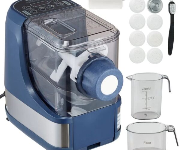 VEVOR smart pasta machine creating multiple pasta shapes.