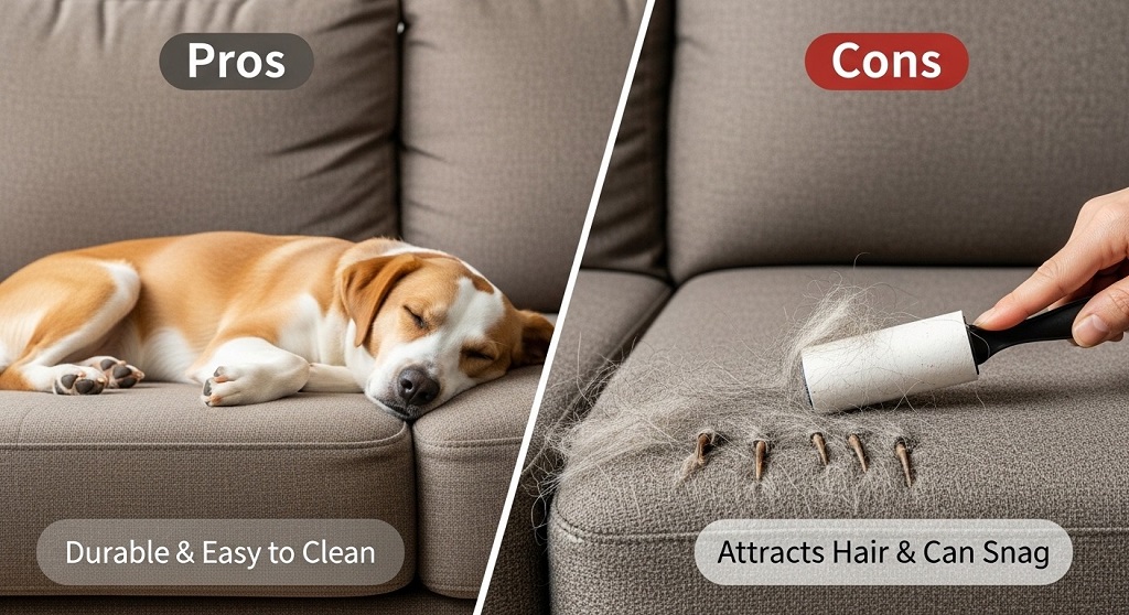 Close-up of tight weave upholstery on microfiber sofa