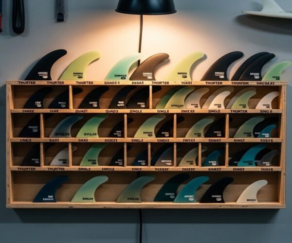 surf accessories bag with surfboard fins and tools