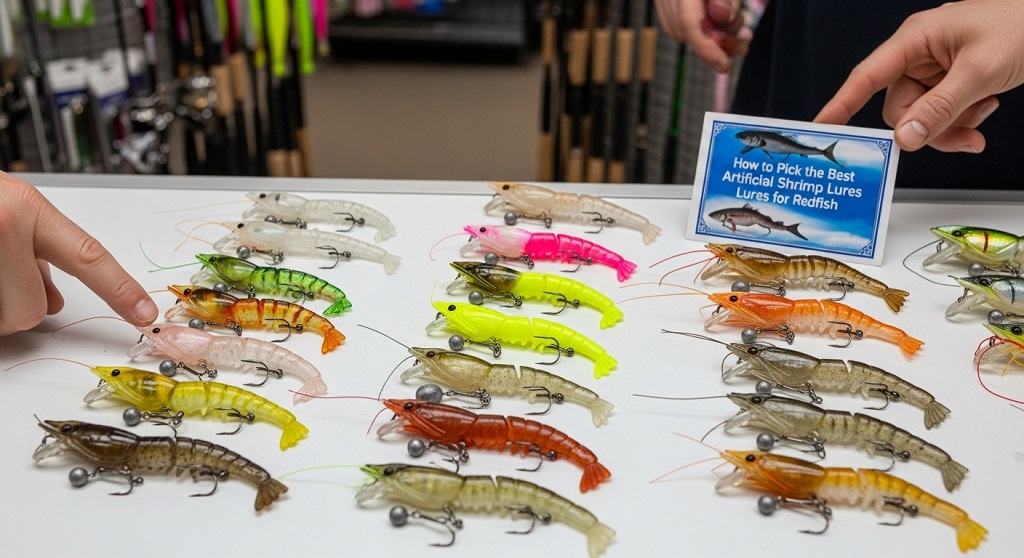 artificial shrimp lure for redfish fishing in shallow marsh water