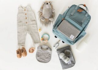 Budget-friendly baby essentials including stroller, bottles, and diaper bag