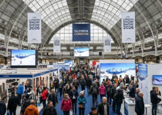 London Snow Show 2026 exhibitor stands at Olympia London