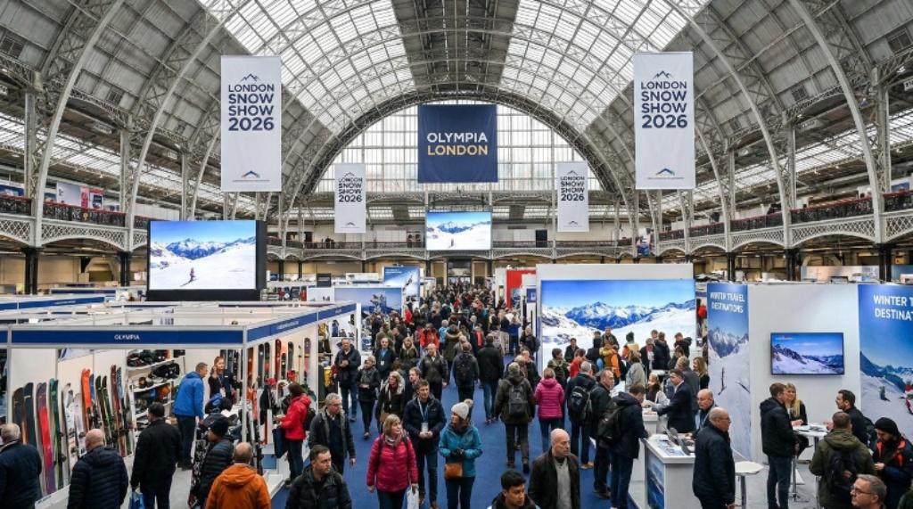 London Snow Show 2026 exhibitor stands at Olympia London