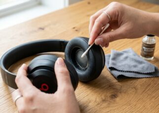 Three different models of Beats headphones arranged on a clean studio background.