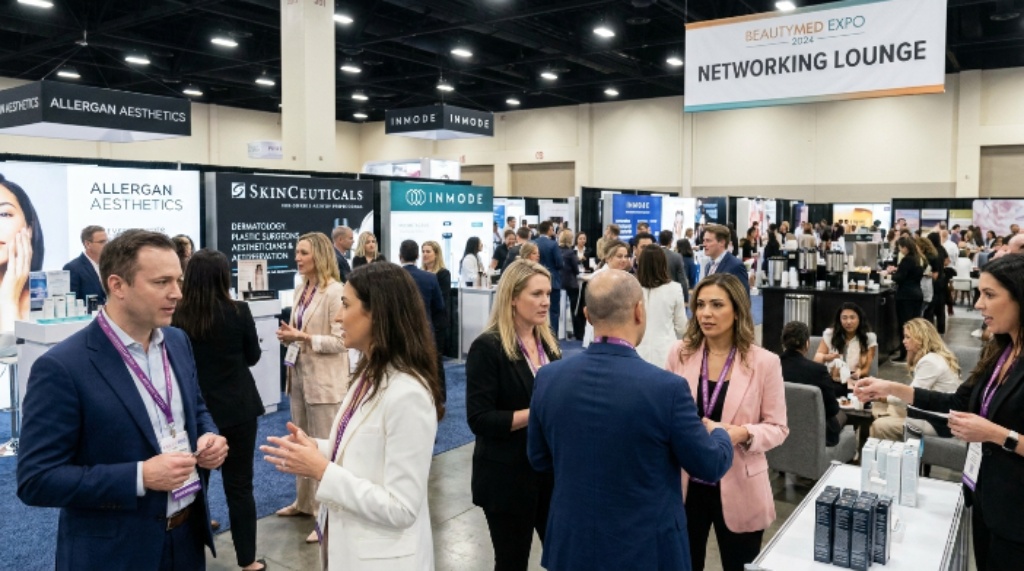 Beauty and medical aesthetics professionals networking at BeautyMed Expo