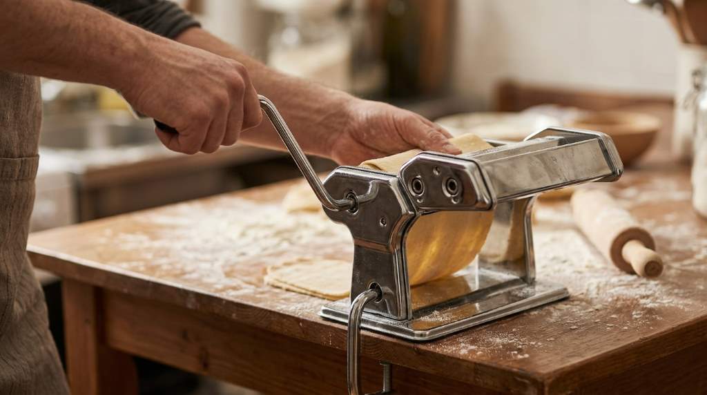 Manual Sailnovo pasta maker rolling fresh dough sheets