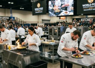 Chefs competing in the Kitchen Arena at the World Food Championships 2026 in Indianapolis Indiana